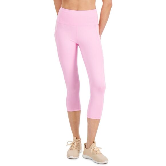 ID Ideology Women S Compression High Rise Side Pocket Cropped Leggings Pink Size - Picture 1 of 3
